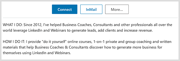 John Nemo's LinkedIn profile notes what he does and how he does it.