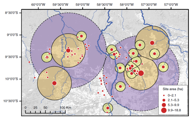 Map of the distribution of earthwork enclosures in the survey area