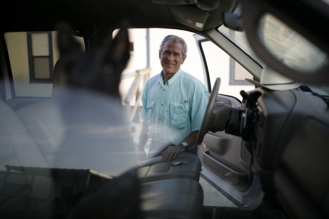 President Bush vacations on his ranch on August 24, 2007 in Crawford, Texas. Not sure whether that truck was a hybrid, though.