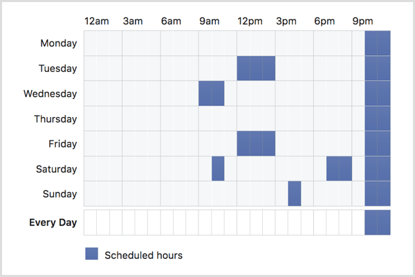 Click on the schedule to choose when your Facebook ad will run.