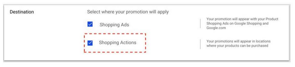 Merchant promotions on Shopping Actions