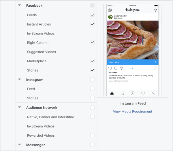 Select Facebook placements only for Ad Set A