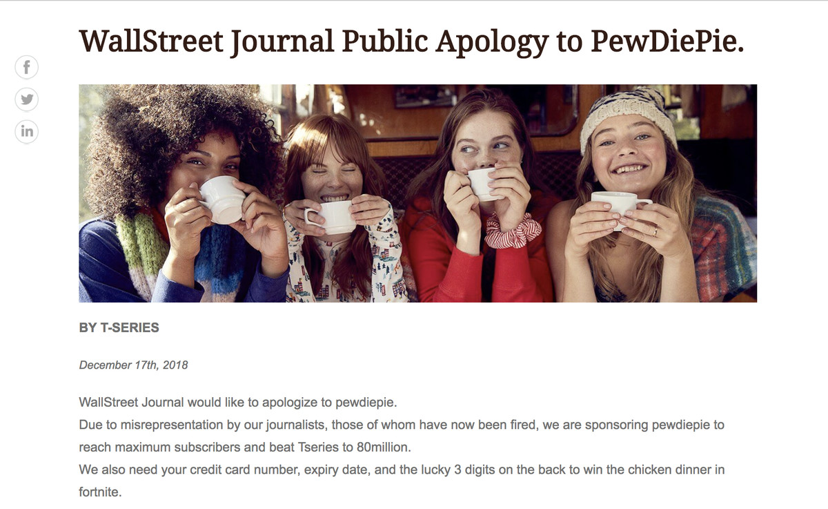 Wall Street Journal PewDiePie