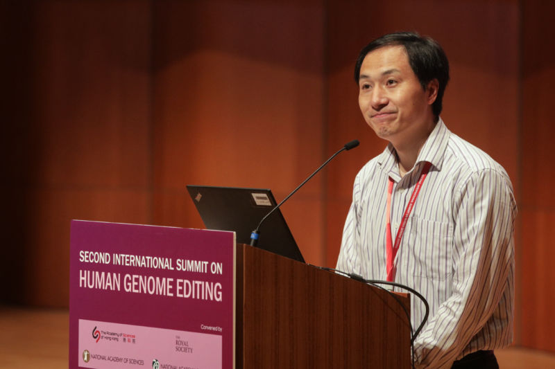 Chinese geneticist He Jiankui speaks during the Second International Summit on Human Genome Editing at the University of Hong Kong days after the Chinese geneticist claimed to have altered the genes of the embryo of a pair of twin girls before birth, prompting outcry from scientists of the field.