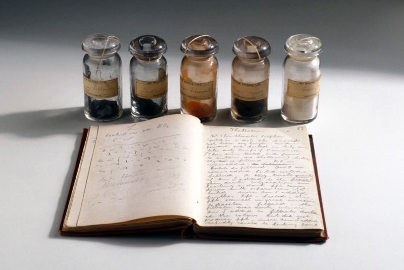 The 1861 notebook of Sir William Crookes, containing all his data on thallium samples.