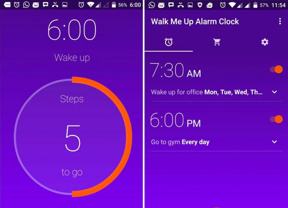 Walk Me Up Alarm Clock (Free, iOS or Android / $1.99 Pro version on Android)