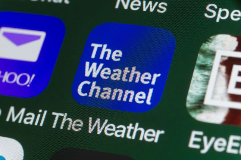 The Weather Channel app's icon on an iPhone screen.