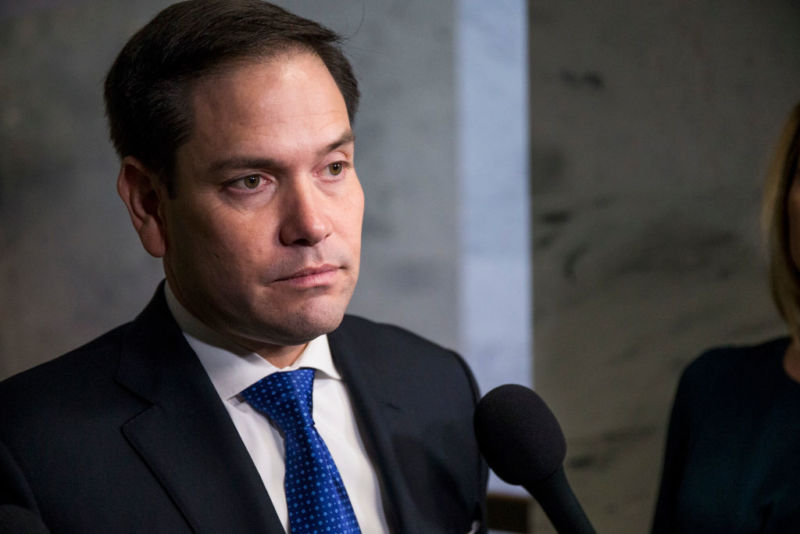 Sen. Marco Rubio (R-Fla.) speaking to reporters.