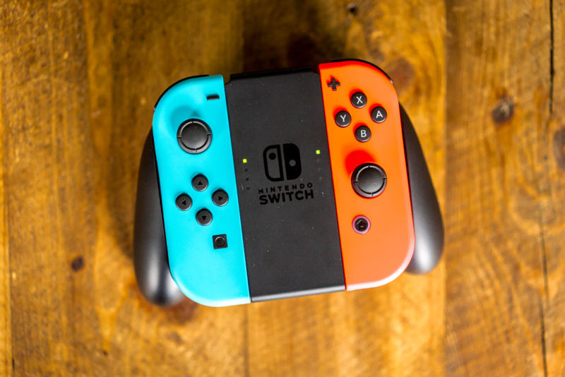 The bundle includes the neon red and neon blue Joy-Cons. 