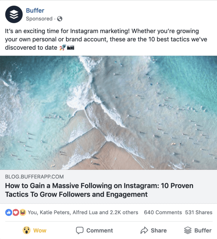 Buffer Facebook Ad Example