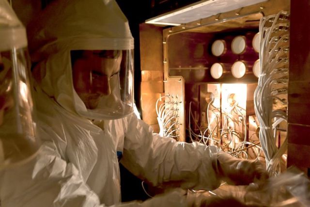 A physicist works on the DAMA/LIBRA experiment under Grand Sasso mountain in central Italy.