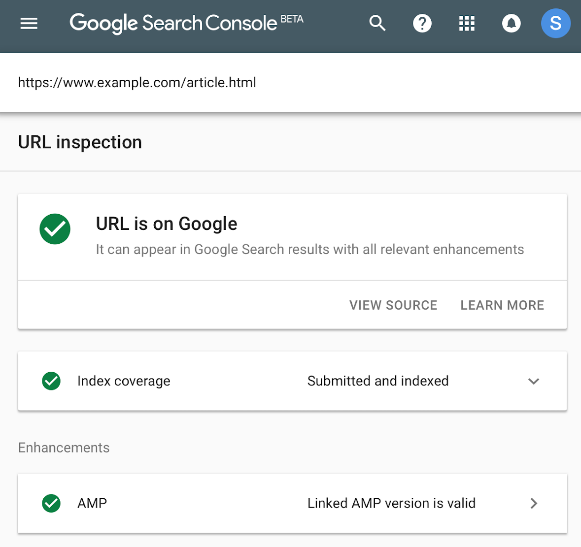 GSC URL Inspection tool