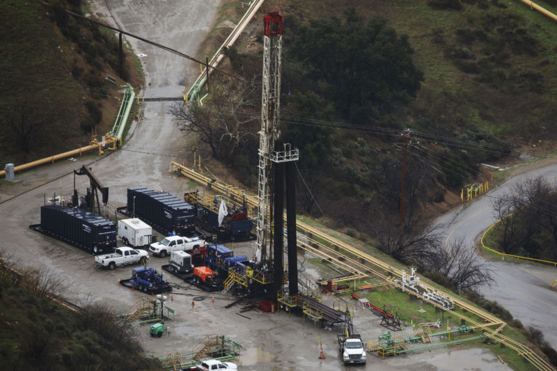 A natural gas well pad at Aliso Canyon.