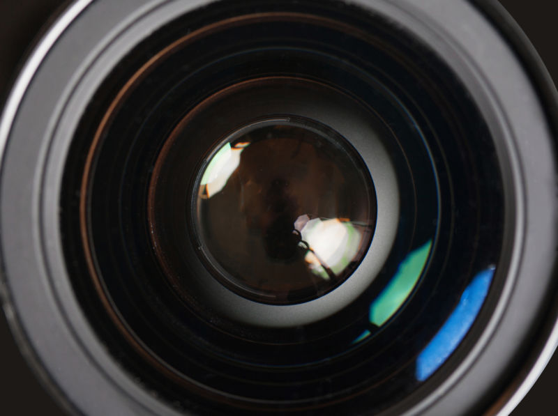 Close-up of a camera lens.