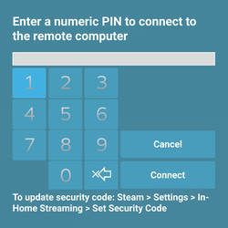 Entering Steam Link PIN on mobile.