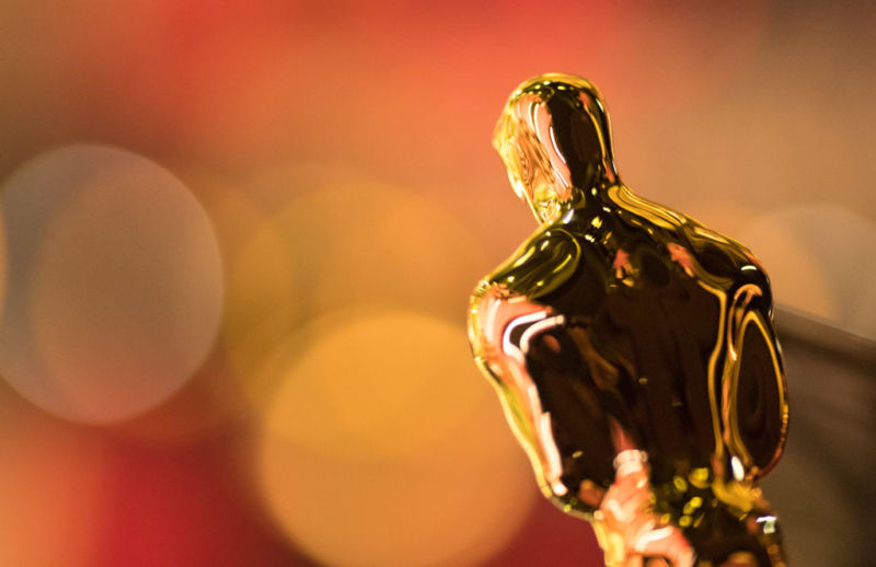 An Oscar statuette pictured backstage at the 2017 awards show.