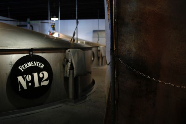 Sour mash cooks in fermenting tanks at Jack Daniel's Distillery in Lynchburg, Tennessee.