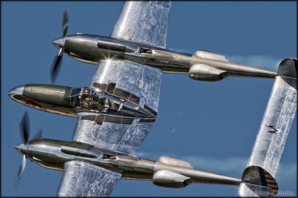 A restored P-38 Lightning.