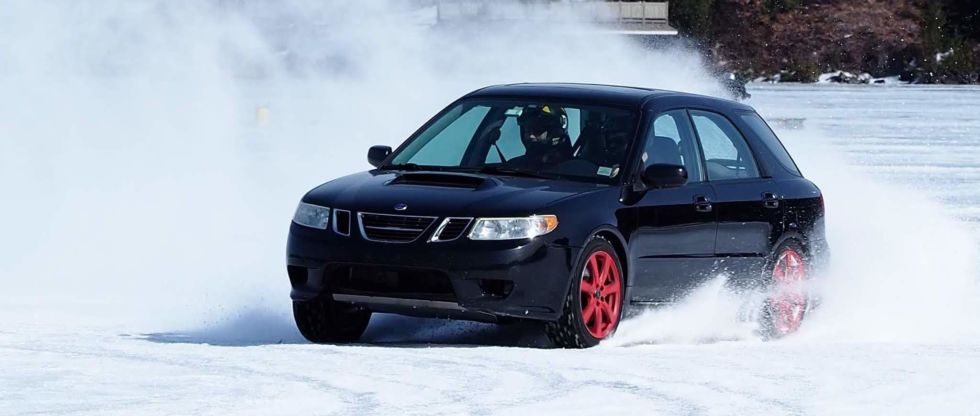 A Saab 9-2x Aero on the ice, which makes me sad about my now-deceased 9-2x—Ed.