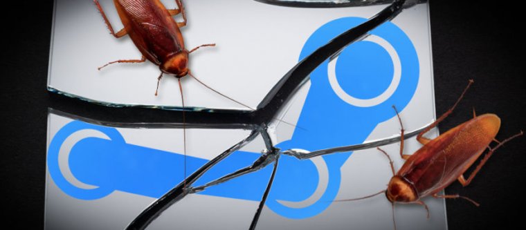 Manipulated image shows cockroaches on shattered logo for streaming site Steam.