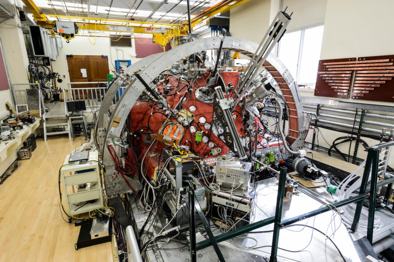 The Big Red Ball is pictured in Sterling Hall at the University of Wisconsin-Madison on Oct. 2, 2017. There is no word on whether or not the Big Red Ball contains an unknown glowing green substance which fell to earth, presumably from outer space. (Though it probably does not. <em>Probably</em>.)