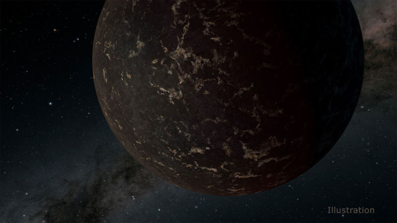 Image of a dark brown planet on a black background