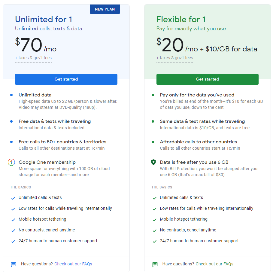 The two Fi plans.