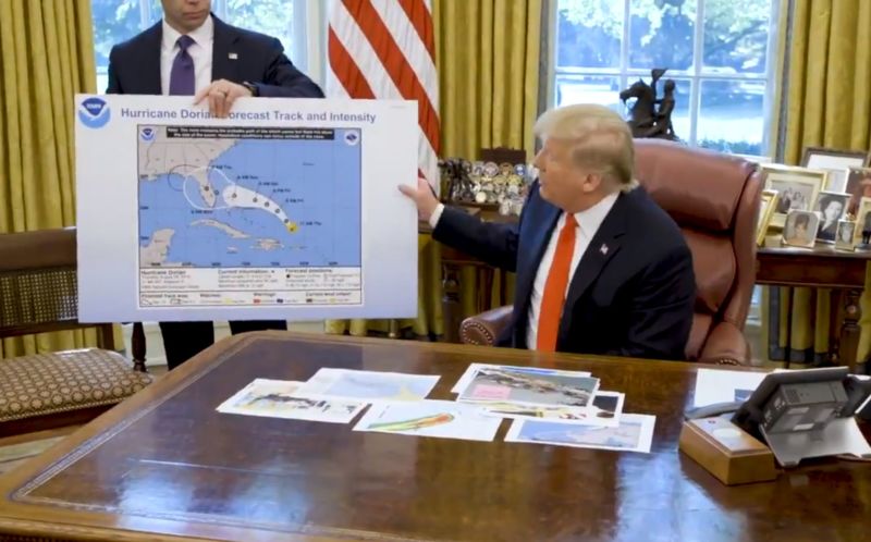 This is a screenshot from a White House briefing on Hurricane Dorian on Wednesday.