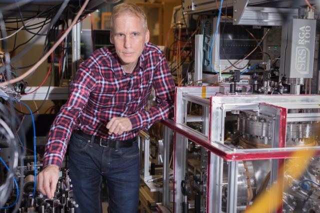 Group leader Eric Hessels in his York University lab.