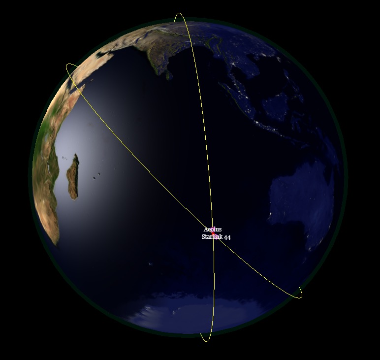 The projected "conjunction" between Aeolus and a SpaceX satellite.