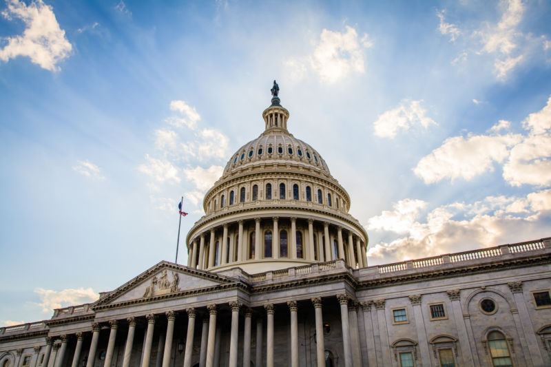 The United States Capitol Building, the seat of Congress, on the National Mall in Washington, D.C.