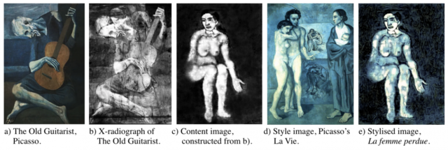 Visual method of reconstructing the art beneath Picasso's <em>The Old Guitarist</em>.