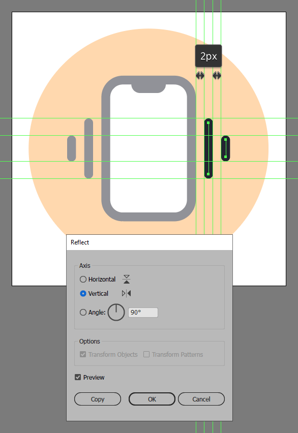 Reflect phone vibration lines on opposite side of icon