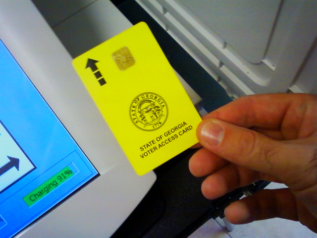 Closeup photograph of a Georgia voter access card.