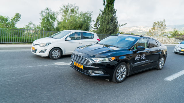 A Mobileye self-driving car in Israel.