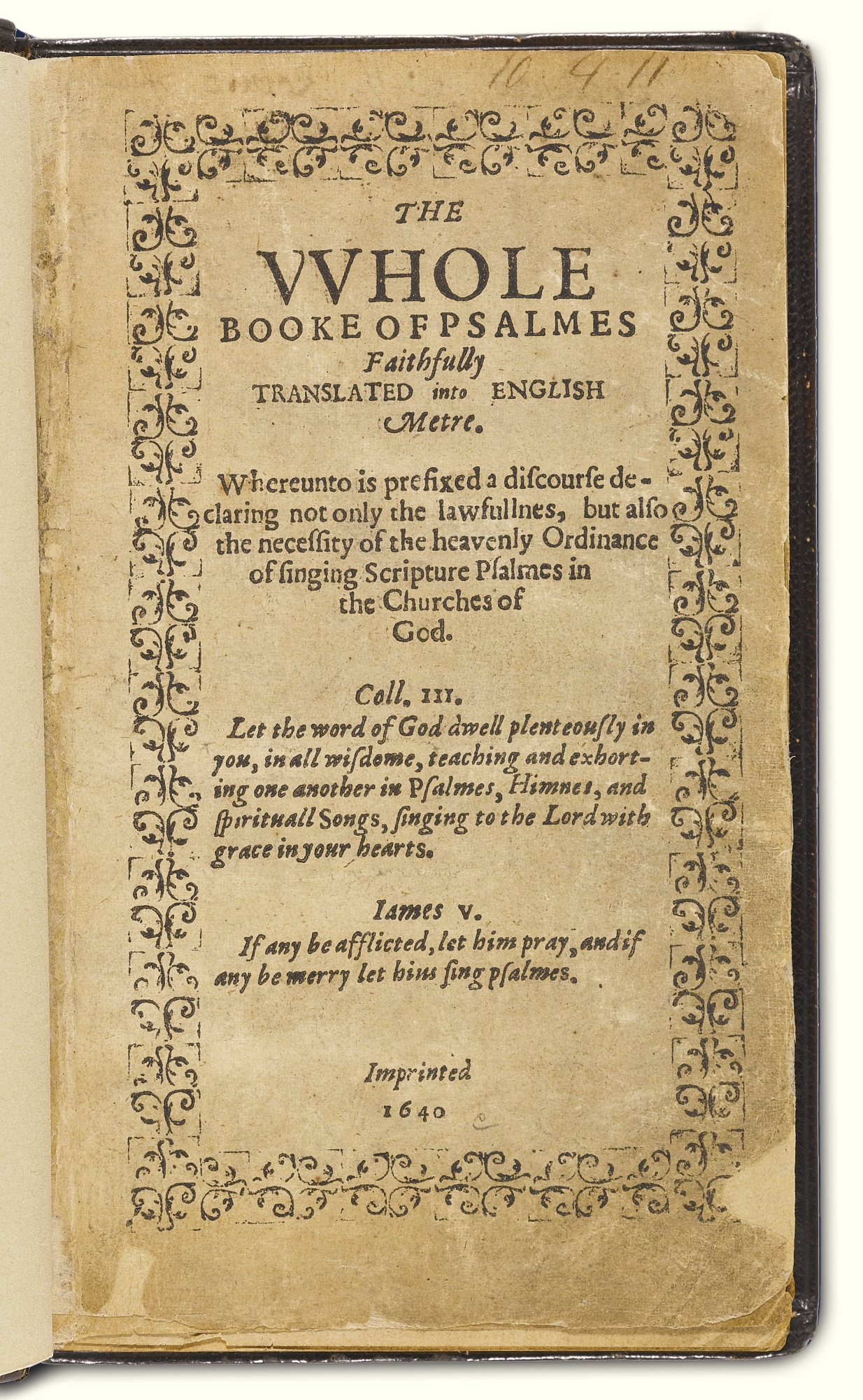 The Bay Psalm Book printed in Cambridge Massachusetts, 1640. Image from Sotheby’s.