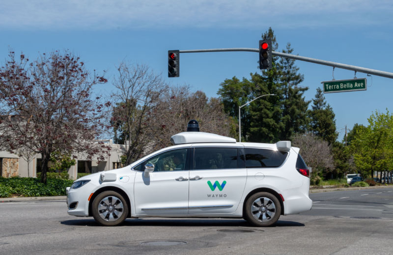 A self-driving car driving itself