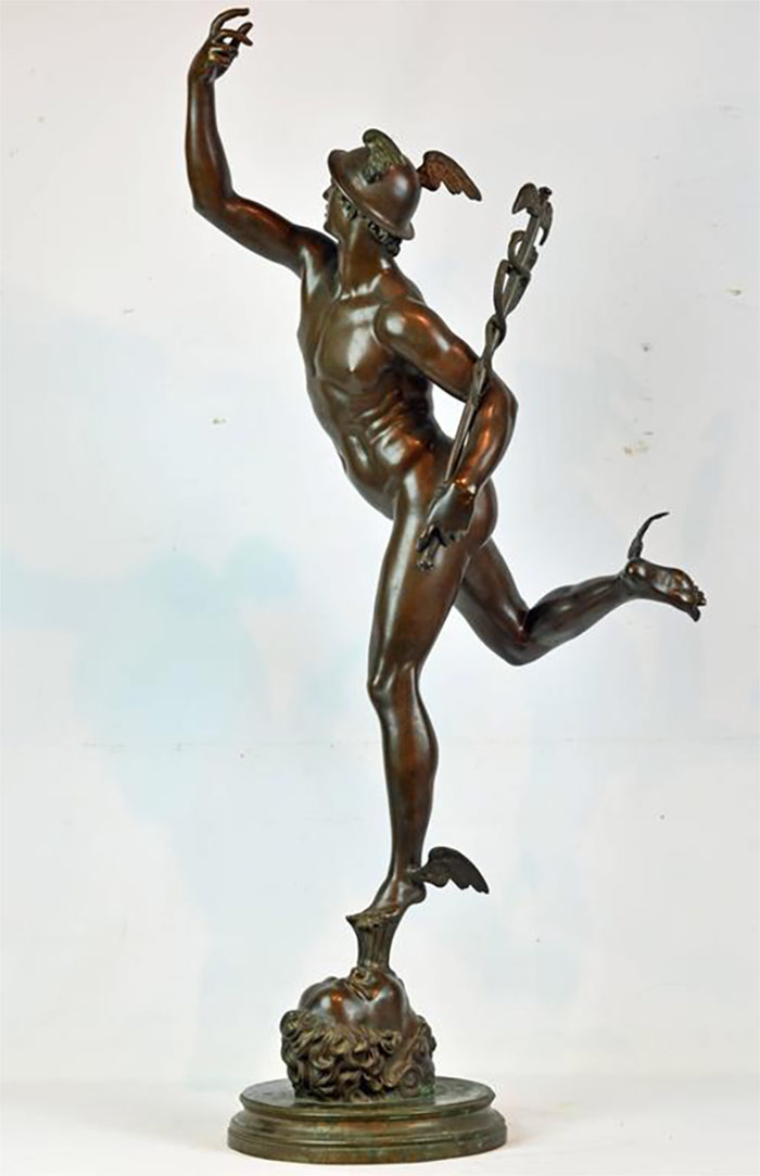 Hermes Mercury bronze statue