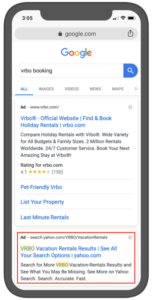 paid search example VRBO