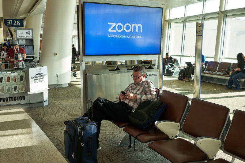 Security and privacy protip: Don't do your videoconference in the middle of an airport.