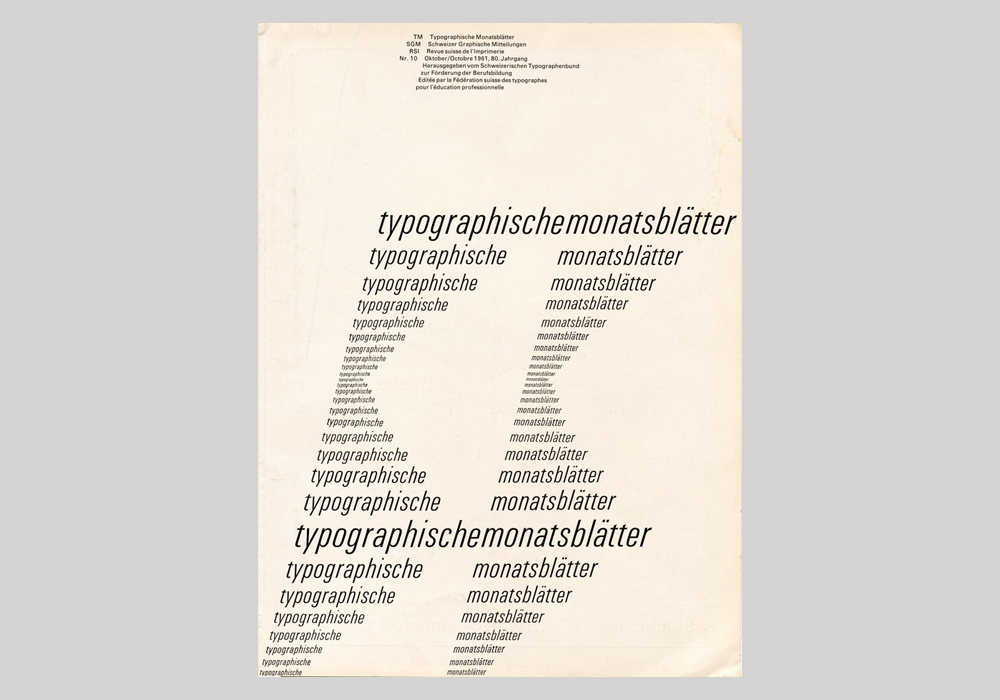 Typographische Monatsblätter No. 10 magazine cover (1961, Switzerland)