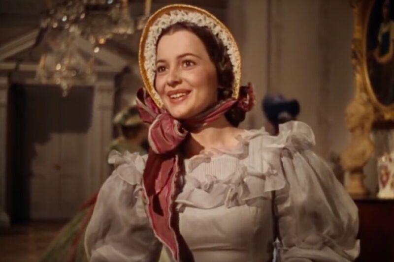 Olivia de Havilland—pictured here as Melanie Hamliton in the 1939 Oscar-Winning film <em>Gone with the Wind</em>—successfully sued Warner Bros. in 1943 to free herself from her studio contract. The groundbreaking lawsuit contributed to the breakup of the Hollywood studio system.