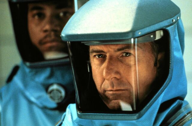 Dustin Hoffman stars in <em>Outbreak</em> (1995), about the lengths to which humanity is willing to go to contain the spread of a fictional Ebola-like Motaba virus.