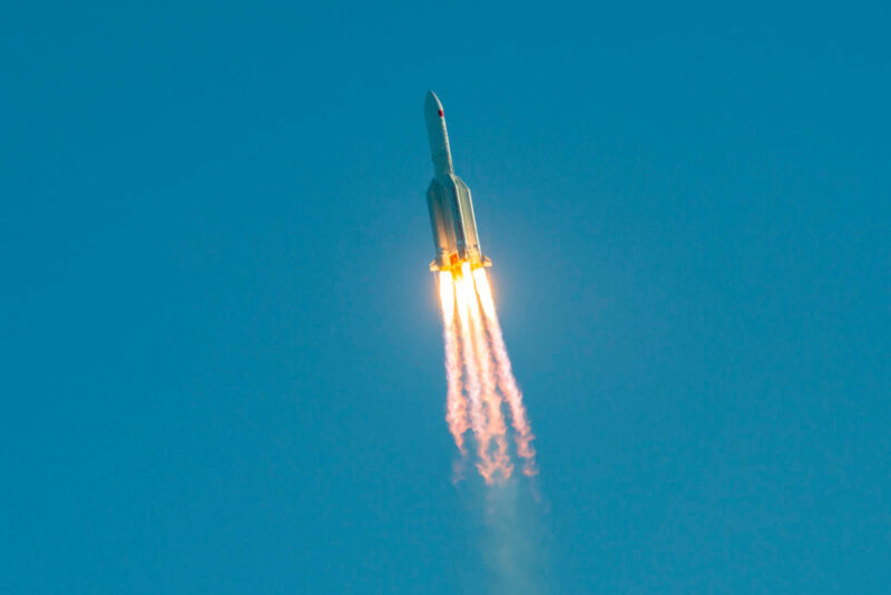 A Long March 5B rocket lifts off from the the Wenchang launch site on China's southern Hainan island on May 5, 2020.