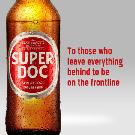 a beer that says super doc and on the right says to those who leave everything behind to be on the frontline