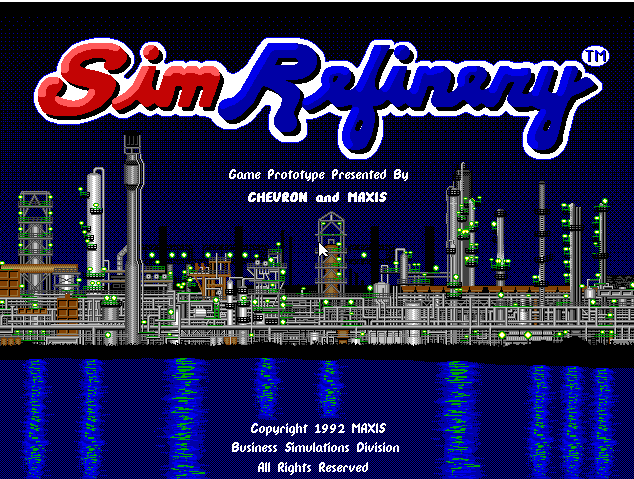 Wow. It may only be an incomplete prototype, but in a breathtaking span of time, <em>SimRefinery</em> has gone from a seemingly lost legend to a playable, downloadable video game. (That's its real, full-resolution opening screen, as captured using a DOSBox emulator.) And it's all thanks to an Ars Technica commenter.