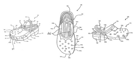 black and white diagram of three crocs showing what they're made up of