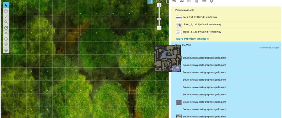 While the premium options will almost always be a better fit, Roll20 makes finding free maps and tokens easy enough.