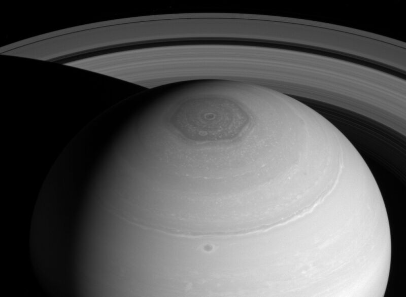 This was the Cassini spacecraft's view of Saturn's polar hexagon in 2014.