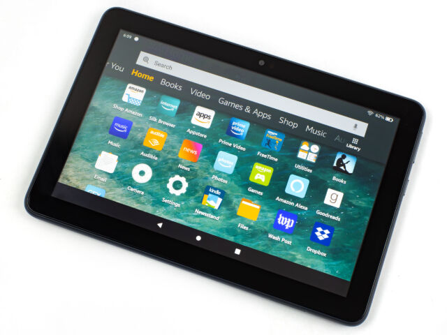 The Amazon Fire HD 8 Plus tablet. 